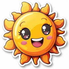 Cheerful Cartoon Sun with a Smile and Bright Eyes for Fun Designs