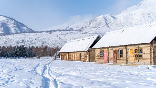 Kanas Hemu Village Snowy Winter Landscape in Xinjiang