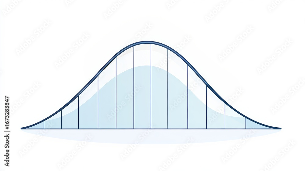 Poster a simple graphic representation of a bell curve, often used in statistics to illustrate normal distr