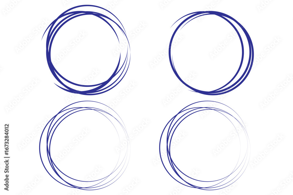 Poster hand drawing circle line sketch set.doodle round circles for message note mark design element. doodl
