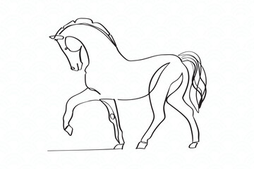 Chinese New Year 2026, the year of the Horse, red and gold line art characters, simple hand-drawn Asian elements with craft (Chinese translation: Happy Chinese New Year 2026, year of the Horse)