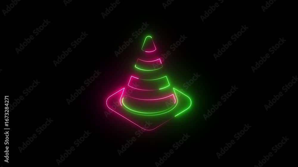 Poster neon traffic cones icon animation. glowing effect cone icon motion graphics. emerging from the darkn