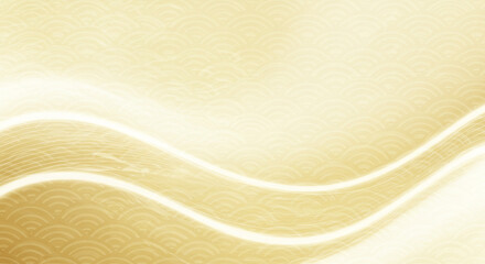 金の波しぶきと青海波の和風背景・伝統文様・高級デザイン、コピースペースあり、キラキラ輝く光