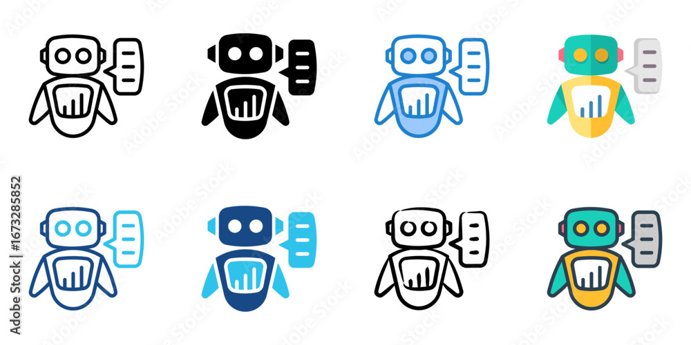 Poster robot advisors icon set multiple style collection