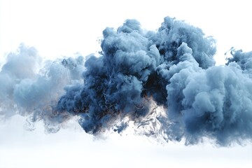 Wispy, blue-grey cloud-like form against a white background. It has an ethereal quality, looking like smoke or vapor caught in a gentle swirl