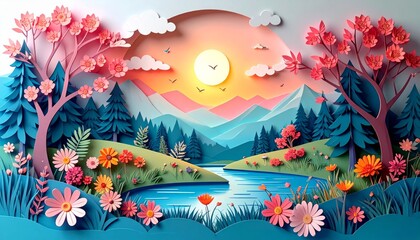 Fantasy landscape vector illustration with a dragon and castle under a starry night sky