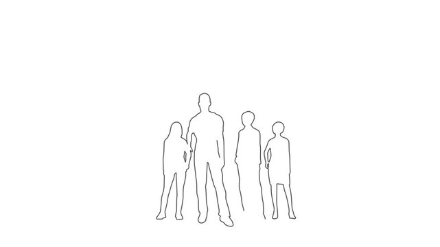 Church family, community worship unity symbol. Man and women under roof with cross