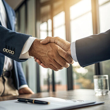 Business partners shaking hands to seal a deal with a handshake