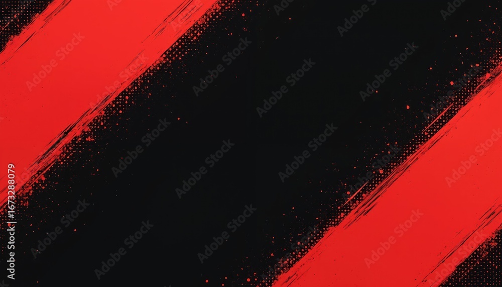 Aufkleber black and red abstract background features bold brushstrokes and halftone dots. dynamic diagonal des