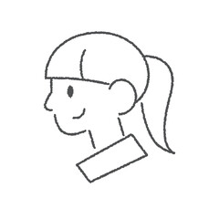 横向きのポニーテールの女性のアイコンイラスト