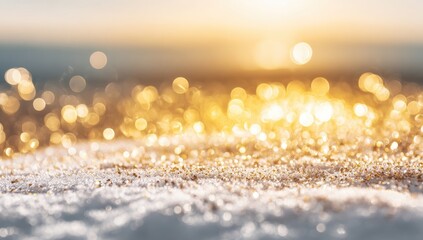 Golden bokeh on white, reflecting the sun, out-of-focus, tranquil