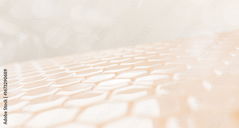 Aufkleber epidermis layer with hexagon cell pattern 3d render. healthy facial skin with even tone, smooth text