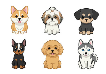 Fototapeta premium Set of Cute Dogs element design. flat style illustration.