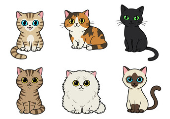 Fototapeta premium Set of Cute Cats element design. flat style illustration.