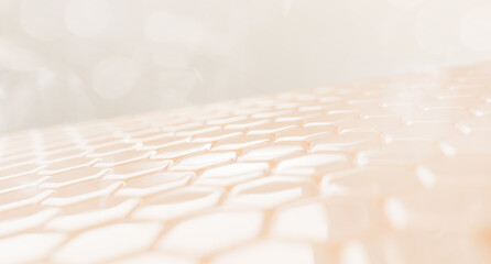 Epidermis layer with hexagon cell pattern 3d render. Healthy facial skin with even tone, smooth texture and elasticity. Beauty cosmetic skincare background. Structure of normal skin. 3D illustration