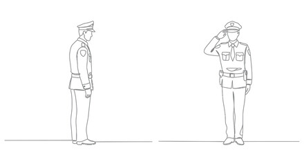 Two soldiers in uniform standing at attention and saluting