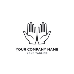 Fototapeta premium Line art logo of two hands raised in prayer.