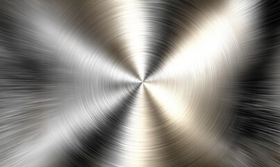 Shiny metal texture with radial blur. A metallic surface reflects light in swirling patterns from a central point, creating a dynamic effect