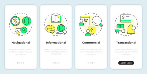 User marketing onboarding mobile app screen. Customer service. Walkthrough 4 steps editable graphic instructions with linear concepts. UI, UX, GUI. Montserrat SemiBold, Regular fonts used