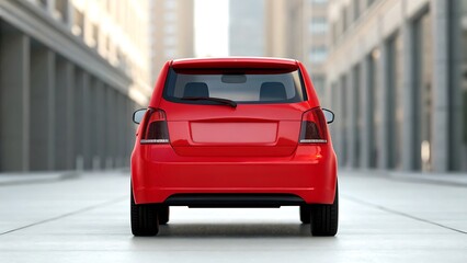 Red compact hatchback car rear view red car compact car