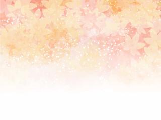 秋の紅葉のイメージの背景素材。水彩風テクスチャー。キラキラした光の輝き。コピースペース。