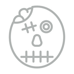 Zombie Vector Line Grey Icon Design