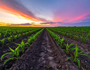 Cornfield at sunset