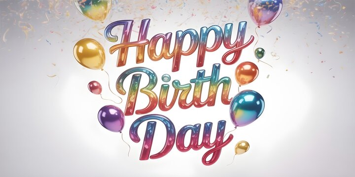 Bright, cheerful birthday design with balloons, ribbons, and confetti, creating a joyful atmosphere perfect for greeting cards or invitations.