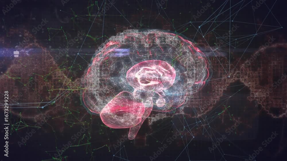 Poster animation of human brain and data processing