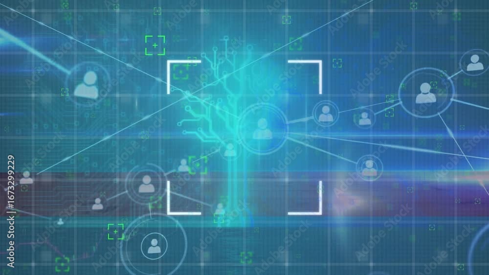 Aufkleber animation of circuit board tree and data processing