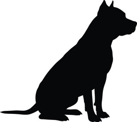 Silhouette of a sitting dog, vector illustration of domestic pet animal, loyal guard dog pose, suitable for decals, designs, and prints