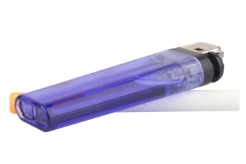 Cigarette and Lighter on White Background Smoking Concept