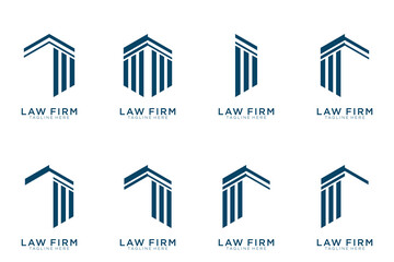 Simple elegant justice logo collection , law firm logo set , blue and white background