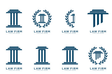 Simple elegant justice logo collection , law firm logo set , blue and white background