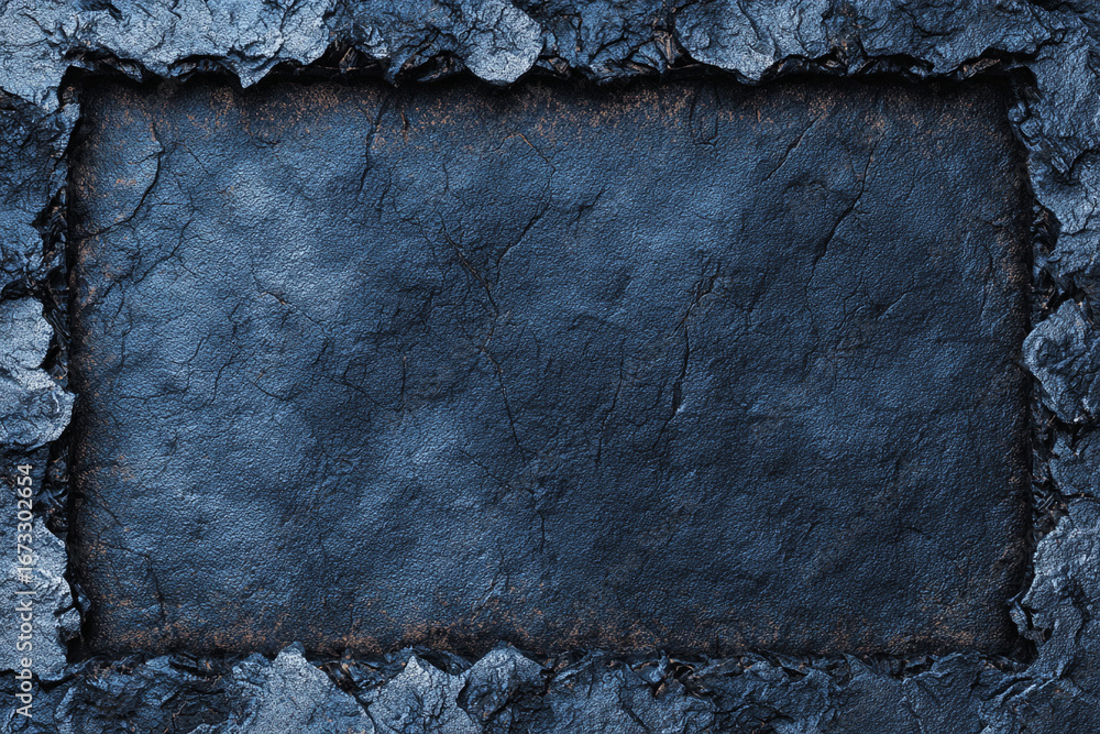 Poster dark blue stone background with a rectangular inset a textured frame