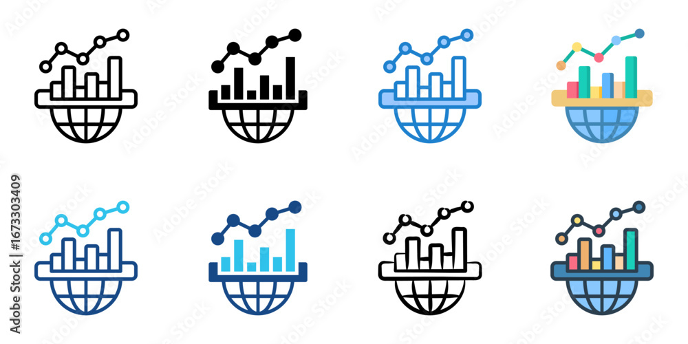 Aufkleber big data analytics icon set multiple style collection
