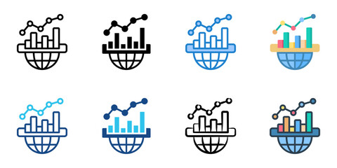 Big Data Analytics icon set multiple style collection 
