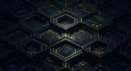 Stunning dark blue and gold geometric pattern with modern, luxurious, and sophisticated appeal