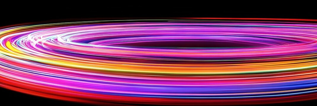 Abstract Colorful Swirling Light Trails Dynamic Energy Vibrant Neon Glowing Circular Design Art Red
