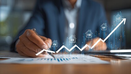 Businessperson analyzing real estate investment growth (1)