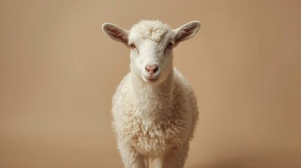 Fototapeta premium portrait of a goat on light plain background
