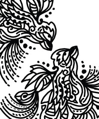 abstract illustration with bird shape ornament design