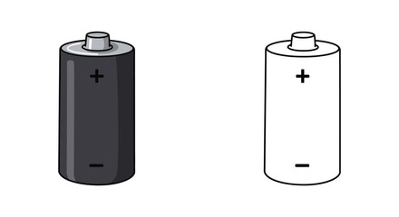 Simple illustration of two batteries with positive and negative terminals