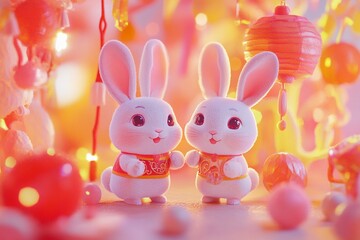 Featuring adorable rabbits. Mid-Autumn Festival celebration