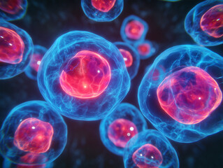 Futuristic 3D visualization of antibodies interacting with RSV virus particles, showing glowing energy fields and a dark atmospheric background. Conceptual biomedical scene