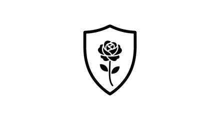 rose flower in a shield elegant, protected, and beautiful emblem