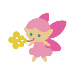 Obraz premium Charming cartoon fairy spreading glittery dust with joy Vector illustration