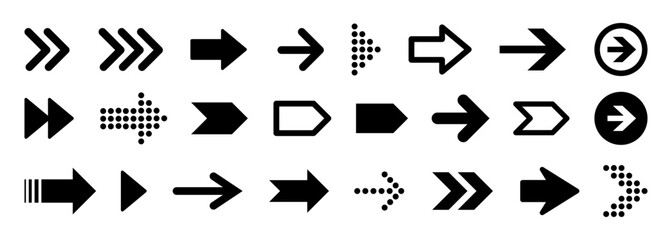 Black vector arrows collection. Arrow icon. Modern simple arrows set. 