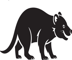 Obraz premium Black Silhouette of a Tasmanian Devil Standing on a White Background