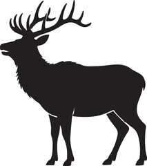 Silhouette of a majestic elk with large antlers, standing proudly